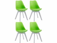 Clp lot de 4 chaises de salle à manger borneo v2 en similicuir , vert/bois de chêne blanc