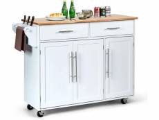 Costway desserte chariot de cuisine de service, meuble de cuisine de service roulant en bois avec tiroir et porte-serviettes, 122x46x92,3cm