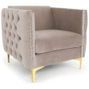 Cotecosy - Fauteuil Joshua Velours Taupe - Taupe