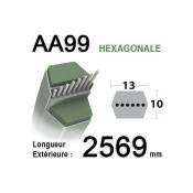 Courroie AA99 - Courroie lisse héxagonale 2569 mm