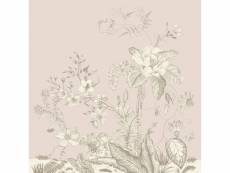 Coussin - fleurs blanches sur fond rose - 45 cm x 45 cm