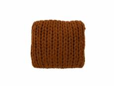 Coussin tricote acrylique orange marron - l 40 x l 40 x h 4 cm