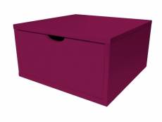 Cube de rangement bois 50x50 cm + tiroir prune CUBE50T-PR