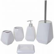 Dcoshop26 - Ensemble d'accessoires de salle de bain 5 pièces porte-brosse wc porte-brosse à dents en céramique blanc - or