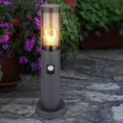 Eclairage extérieur lampadaire lampadaire fumée anthracite extérieur avec détecteur de mouvement lampadaire de jardin, métal plastique, 1x E27, DxH