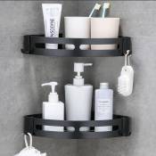 Fortuneville - Support de douche d'angle monobloc pour salle de bain et toilettes, casier d'accessoires de douche en aluminium, finition mate, noir