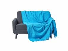 Homescapes jeté de lit ou de canapé turquoise nirvana en coton, 225 x 255 cm SF1246B