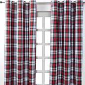 Homescapes Paire de rideaux à œillets - Macduff Tartan 117 x 137 cm - Rouge