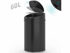 Jago® poubelle automatique - 60 l, couvercle amovible, acier galvanisé, noire - poubelle à capteur, avec sensor, corbeille de cuisine, salle de bain