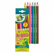 Jolly X-BIG Delta Crayons de couleur | 6 crayons de couleur triangulaires extra épais | extrêmement incassables et durables | non toxiques | 6 pièces 