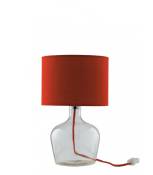 Lampe de table Hendrix 1 ampoule Verre,Tissu Rouge