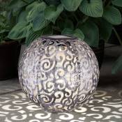 Led solaire plug lampe boule jardin projecteur argent motif décoration extérieur sol pointe lumière