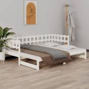 Lit coulissant Cadre de lit Lit adulte pour chambre à coucher Blanc 2x(80x200) cm Bois de pin massif vidaXL