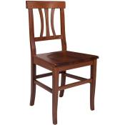 Lot de 2 chaises de salon ou de cuisine, style country, bois de hêtre massif, cm 44x44.5h89, couleur Noyer, avec emballage renforcé - Dmora