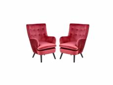 Lot de 2 fauteuils rembourrés en velours 70 x 78 x 100 cm - rouge foncé
