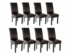 Lot de 8 chaises pieds noir siège de salon cuisine salle à manger design carré élégant marron helloshop26 08_0000570
