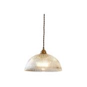 Luminaire Suspension Dôme en Verre Transparent Vintage Industrielle, Lampe Suspendue avec cuivre laiton E27 Douille de Lampe pour Cuisine, Salle de