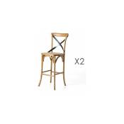 M-s - Lot de 2 chaises de bar bistrot 46x42x118 cm en bois naturel