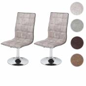 Mendler 2x chaise de salle à manger HWC-C41, fauteuil, tissu ~ vintage gris silex