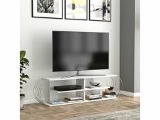 Meuble tv robertsfors 160 x 31 x 42 cm blanc chrome [en.casa]