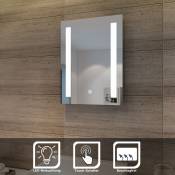 Miroir de salle de bain 50x70cm Miroir (rectangulaire) avec interrupteur à capteur Éclairage led blanc froid IP44 [classe énergétique a+] - Sonni