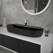 Ml-design - Lavabo en Céramique Noir Mat 80 x 40 x 12 cm, Ovale, Vasque à Poser sur Table de Toilette, Lave-Mains pour la Salle de Bains / wc