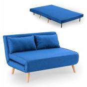 Mobilier Deco - namia - Banquette convertible en tissu bleu 2 places - Bleu
