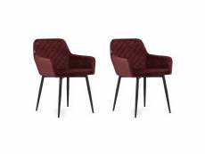 Nolay - lot de 2 chaises style moderne salon/salle à manger/bureau - 79x58x57 cm - fauteuil de table - rouge