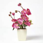 Orchidée artificielle rose en pot ivoire 40 cm