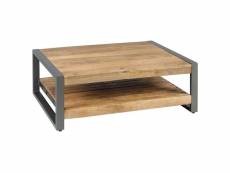 Palissa - table basse avec etagère bois et acier patiné