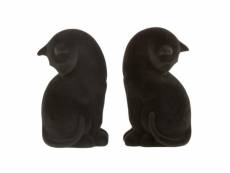 Paris prix - lot de 2 serre-livres velours "chat" 18cm noir