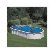 Pools Piscine ovale acier 7,44m x 3,99m x h: 1,32m - Filtration à sable - sans Renforts apparents - GRE