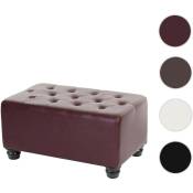 Pouf pour fauteuil de luxe relax Chesterfield, ottomane, 41x75x46cm similicuir - pieds ronds, brun rouge