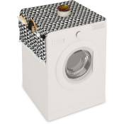 Protection de machine à laver avec poches, polyester, housse lave-linge, sèche-linge, frigo, noir - crème - Relaxdays