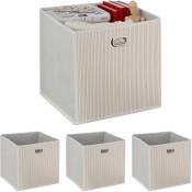 Relaxdays - 4x paniers de rangement bambou, corbeille de salle de bain carrée, boîte haute, 31 x 31 x 31 cm, pliable, blanc