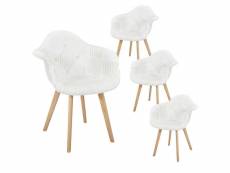 Rohan - lot de 4 fauteuils imitation laine motif patchwork blanc