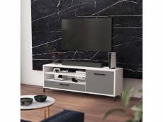 Selsey cascate - meuble tv - 139 cm - blanc mat / gris mat - style moderne