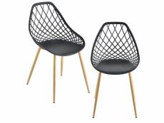Set de 2 chaises designs chaise de salle à manger siège en plastique pieds en métal effet hêtre couleur noire et effet hêtre 83 cm [en.casa]