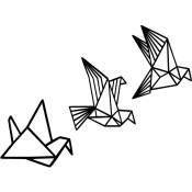 Set de 3 décorations murale Skylar Motif Oiseaux origami Bois Noir - Noir