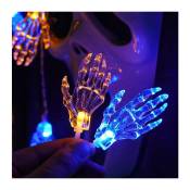 Solar Outdoor Fairy Light, Solaire Halloween Skull Hand String Light Imperméable Solaire Extérieur Intérieur String Light (6M 30LED, Multicolor)