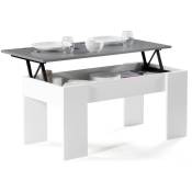 Table basse plateau relevable rectangulaire tara bois blanc et gris - Gris