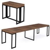 Table console extensible toronto 14 personnes 300 cm bois foncé design industriel