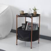 Table d'appoint Suonenjoki avec panier de rangement 59 x 47 cm marbre noir / bronze / noir [en.casa] bronze