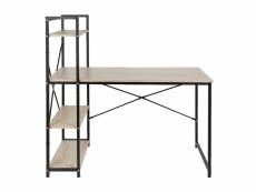 Table de bureau hombuy en bois et acier - noir et chêne clair - 120 x 64 x 121 cm