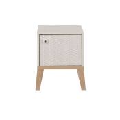 Table de chevet 1 porte en bois imitation chêne blanchi