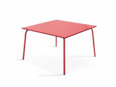 Table de jardin carrée en métal rouge - palavas