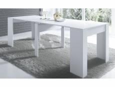 Table de salle à manger extensible rectangulaire coloris blanc - longueur 90-237 x profondeur 90 x hauteur 76,60 cm