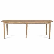 Table ronde 6 pieds fuseau 105 cm + 3 rallonges bois