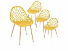 Tressie - lot de 4 chaises jaunes coque arrondie