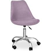 Tulip Style - Chaise de bureau rembourrée - avec roulettes - Tulip Violet - Acier, Tissu, Nylon - Violet